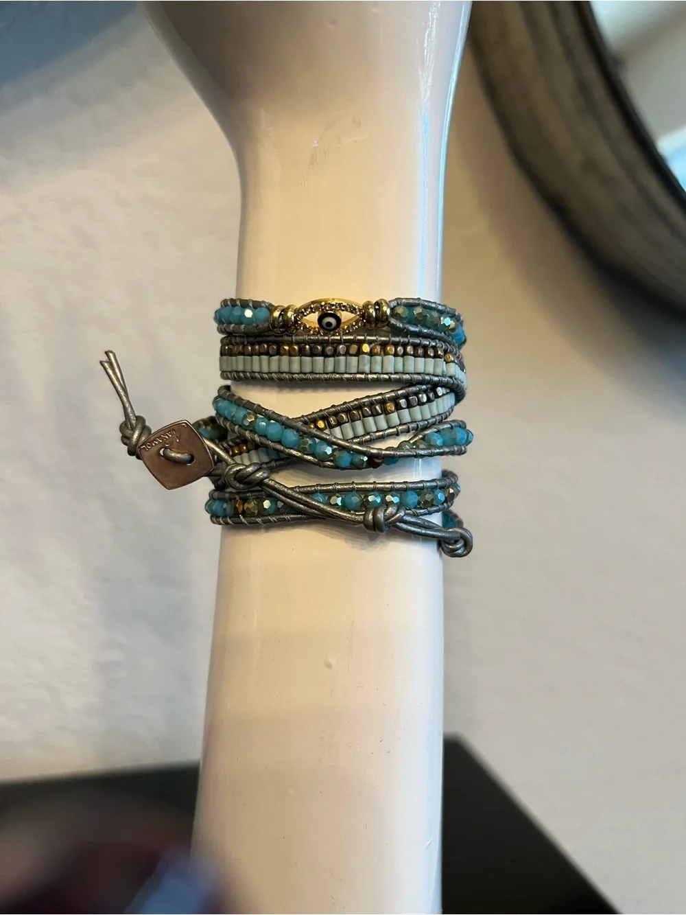 Nakamol Turquoise and Gold Multi-Wrap Bracelet with Evil Eye 🧿